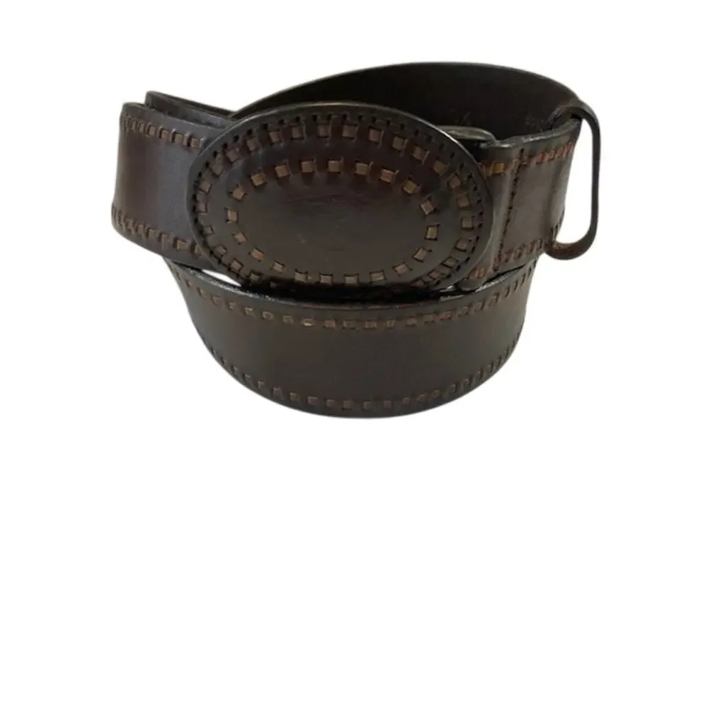 Eddie Bauer men's vintage brown leather belt.